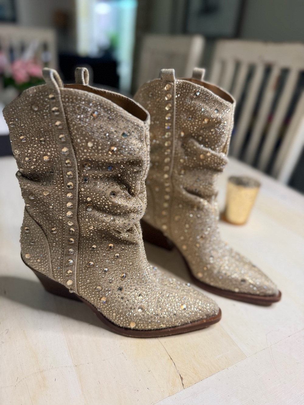 Embellished Gold Jessica Simpson Western Boots